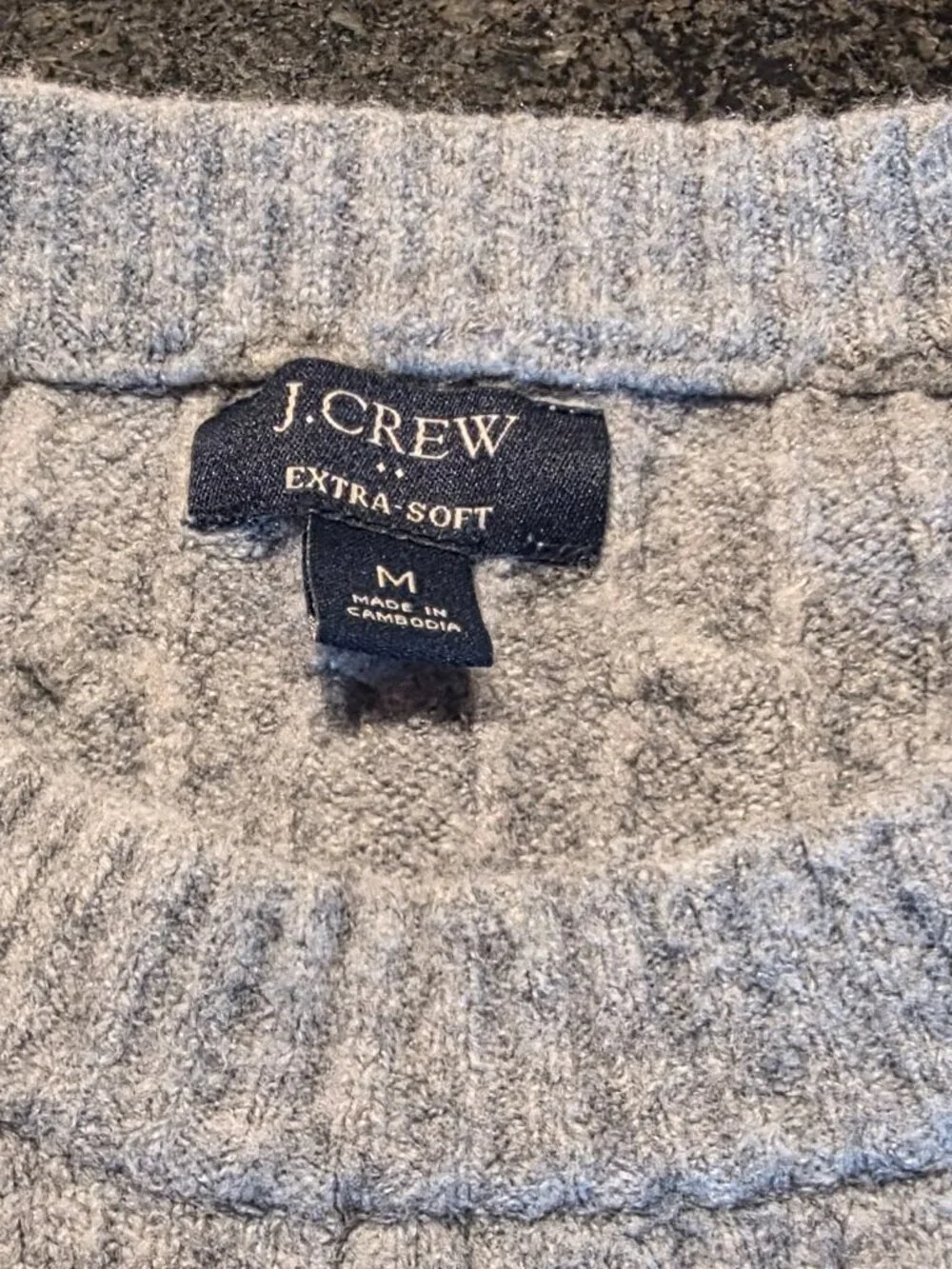 J.Crew Extra Soft Cable-Knit Crewneck Sweater Men's CD599 Wool Blend Gray